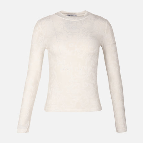 Women Rib Jacquard Long Sleeve T-Shirt