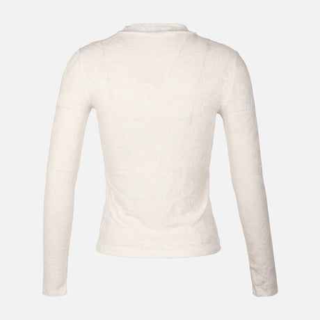 Women Rib Jacquard Long Sleeve T-Shirt