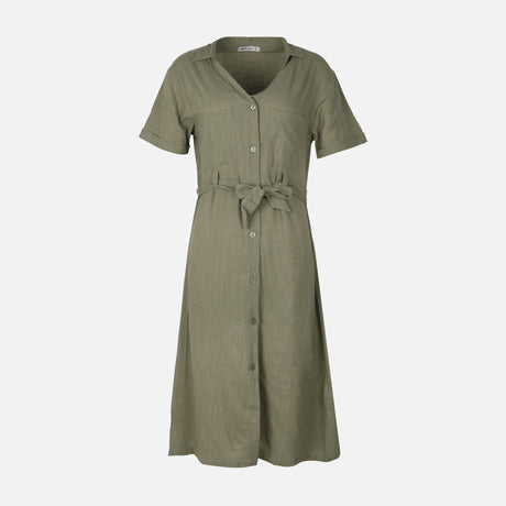 Women Short Sleeve Cotton Flex Midi Dress