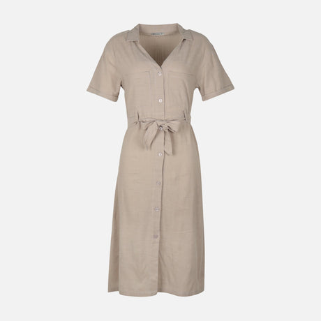 Women Short Sleeve Cotton Flex Midi Dress