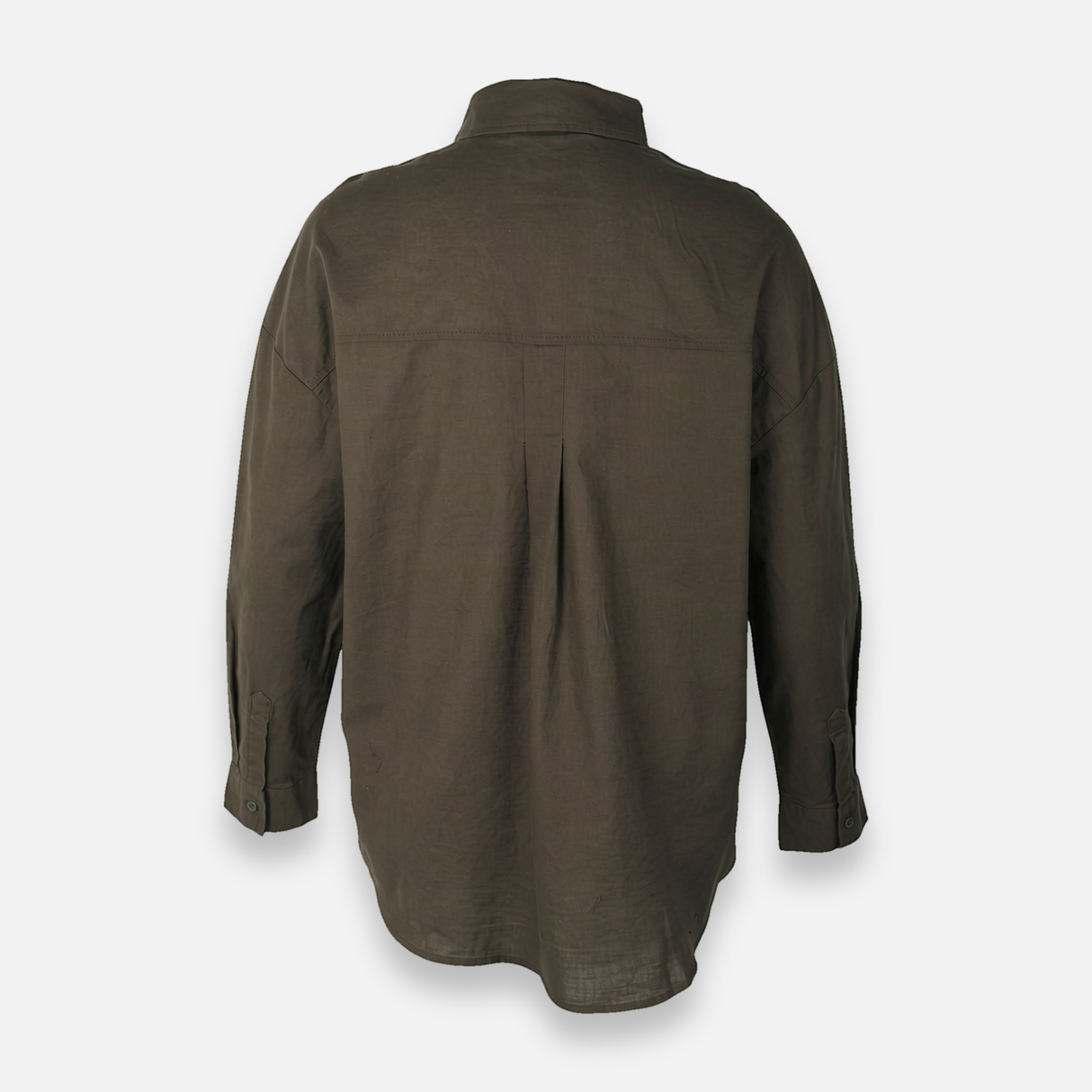Women Linen Blend Oversized Shirt – Long Sleeve