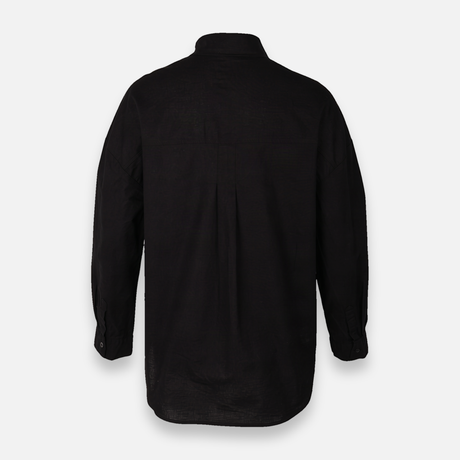 Women Linen Blend Oversized Shirt – Long Sleeve