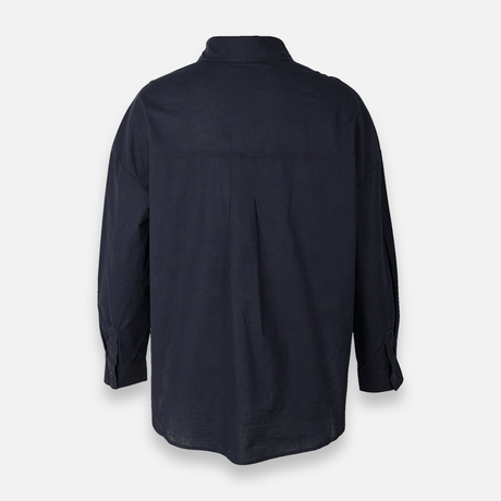 Women Linen Blend Oversized Shirt – Long Sleeve