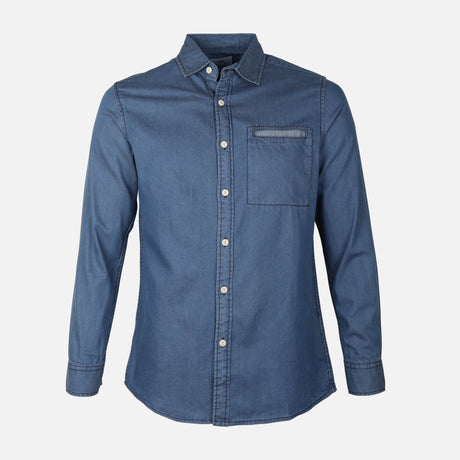 Men Plain Denim Long Sleeve Shirt
