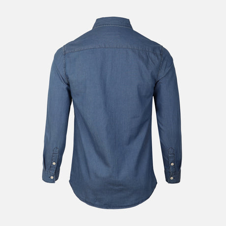 Men Plain Denim Long Sleeve Shirt
