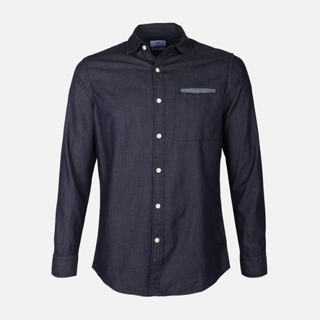Men Plain Denim Long Sleeve Shirt
