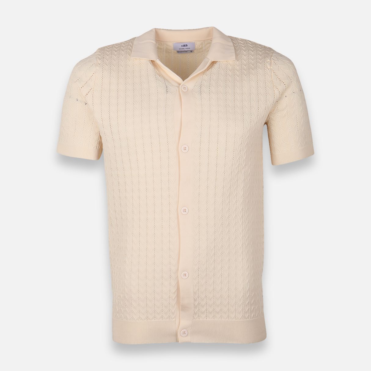 Men Plain Knitted Short Sleeve Shirt