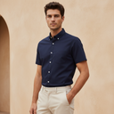 Men Plain Oxford Short Sleeve Shirt