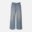 WOMEN CROSSED WAIST WIDE LEG PANT JEANS