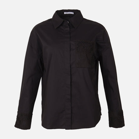 Women Oversize Lace Pocket Shirt