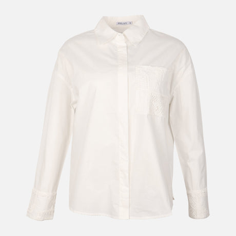 Women Oversize Lace Pocket Shirt