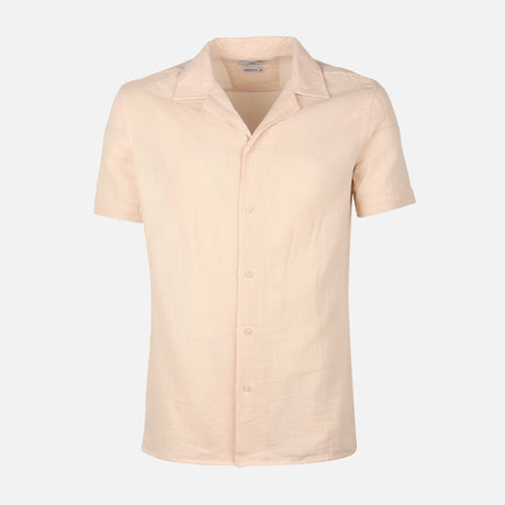 Men Woven Plain Short Sleeve Shirt 