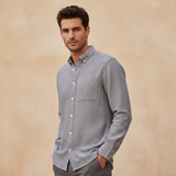 Men Woven Plain Long Sleeve Shirt