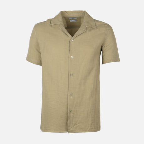 Men Woven Plain Short Sleeve Shirt 