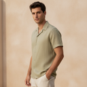 Men Woven Plain Short Sleeve Shirt