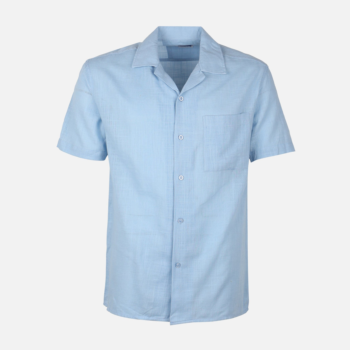 Men Woven Plain Short Sleeve Shirt 