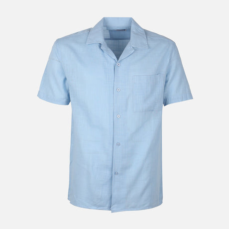 Men Woven Plain Short Sleeve Shirt 
