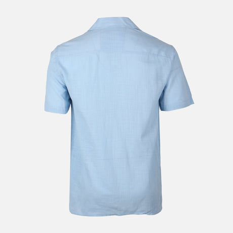 Men Woven Plain Short Sleeve Shirt 