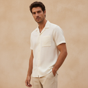 Men Woven Plain Short Sleeve Shirt