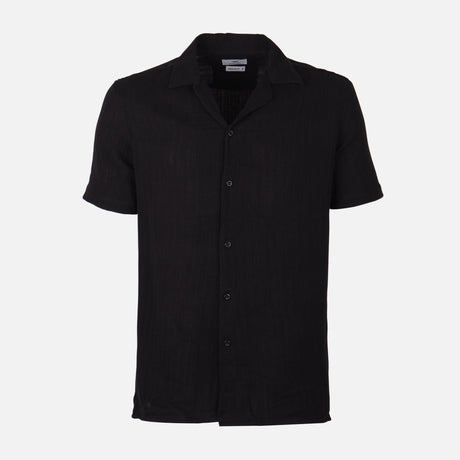 Men Woven Plain Short Sleeve Shirt 