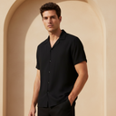 Men Woven Plain Short Sleeve Shirt