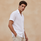 Men Woven Plain Short Sleeve Shirt