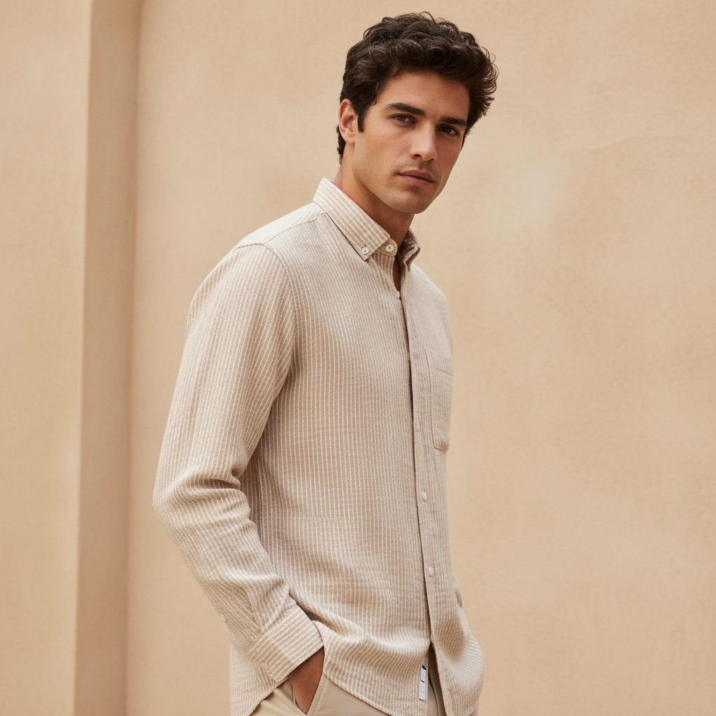 Men Woven Plain Long Sleeve Shirt