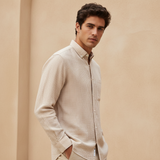 Men Woven Plain Long Sleeve Shirt