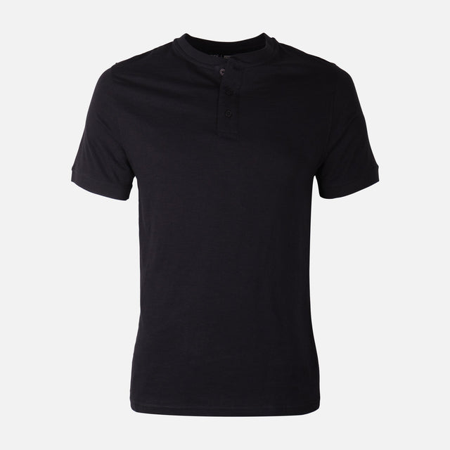 Men Basic Slub Short Sleeve Henley T-Shirt