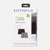 Men 3 Pieces Cotton Long Boxer Set