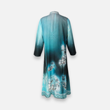 Rayon D-Print Midi Gown Long Sleeve