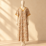 Rayon Pocket Middi Gown Short Sleeve