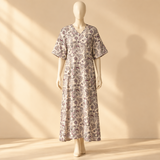 Rayon Pocket Middi Gown Short Sleeve