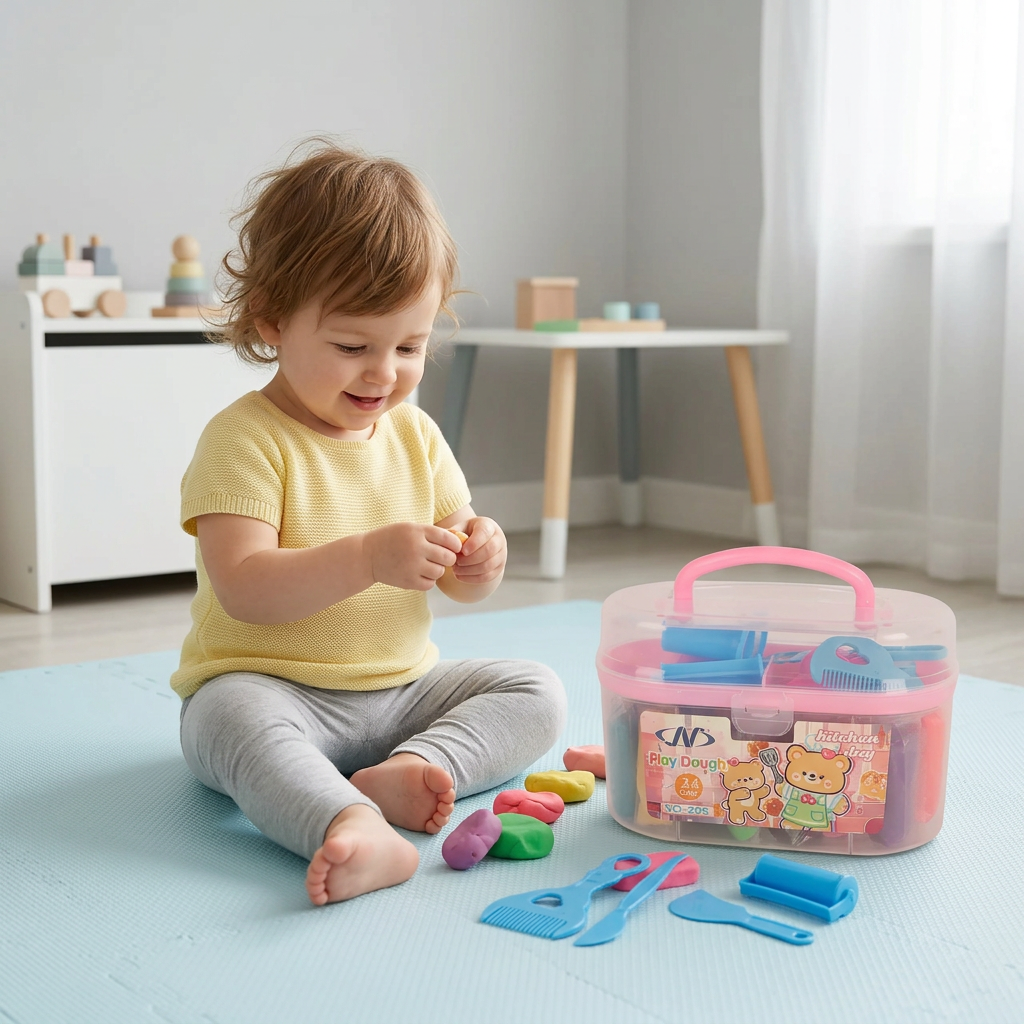 Kids Play Dough Set With Tools & Carry Case