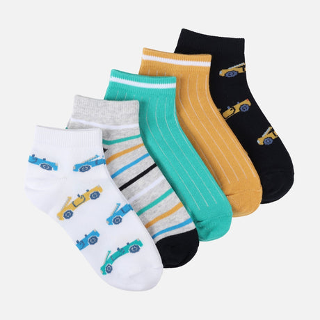 Boys Non-Terry Ankle Socks 5 Pairs