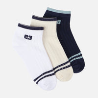 Boys Non-Terry Ankle Socks 3 Pairs