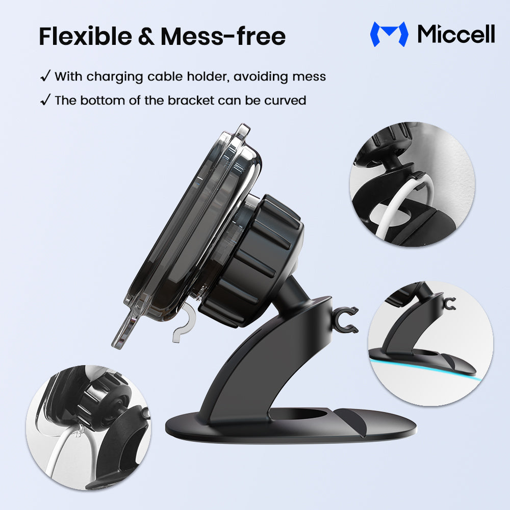 Magnetic Car Phone Mount with Cable Clips