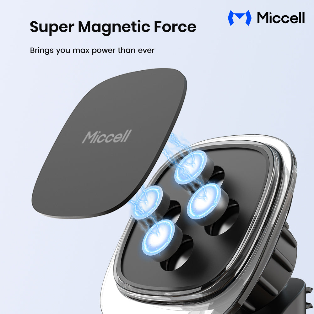 Magnetic Car Phone Mount with Cable Clips