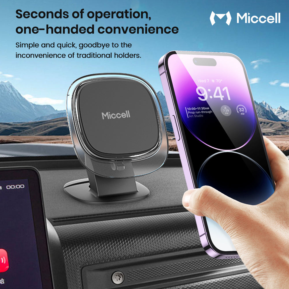 Magnetic Car Phone Mount with Cable Clips