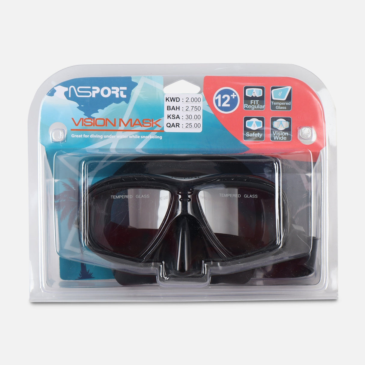 PVC SWIM MASK TEMPERED GLASSM PVC MASK & STRAP (+12Y)