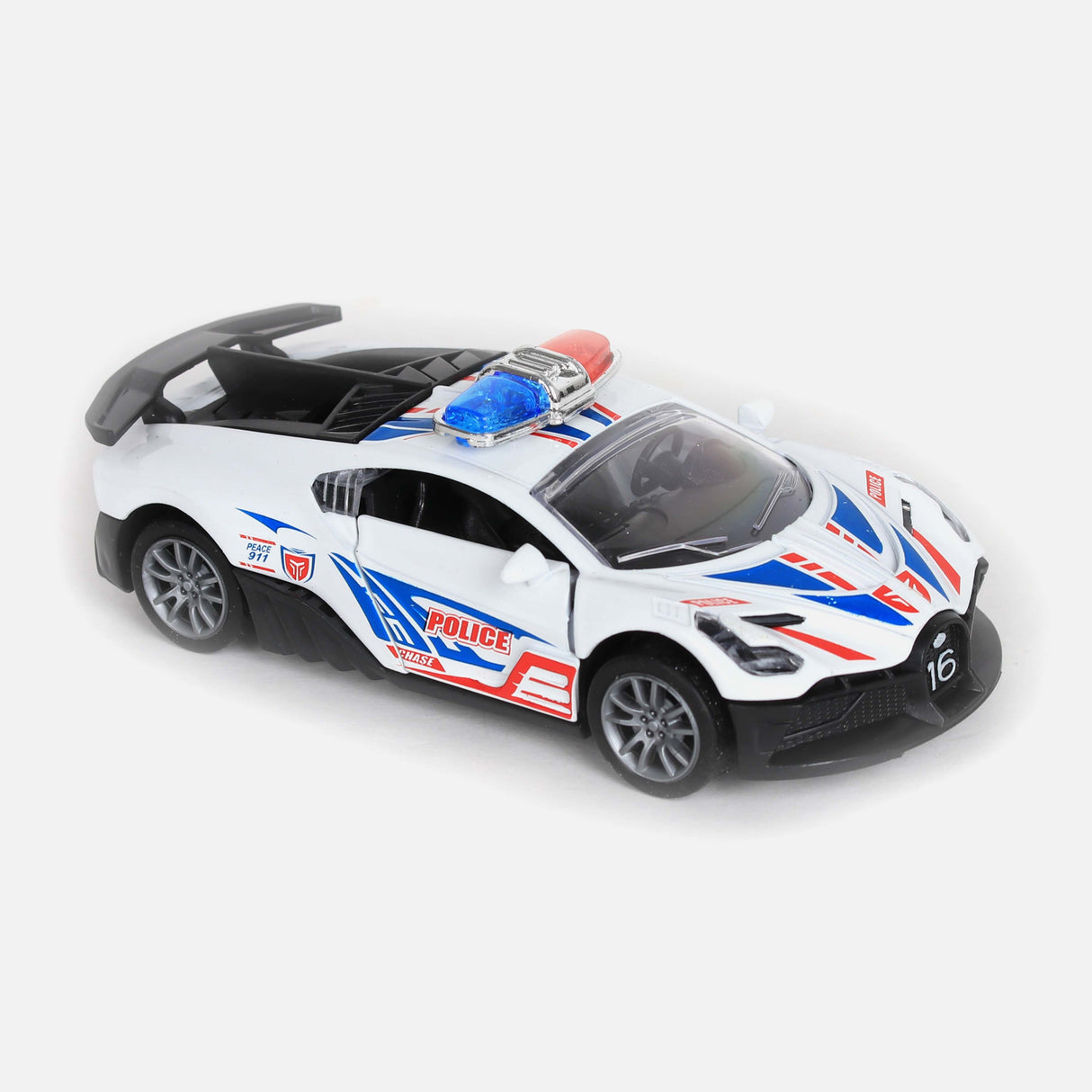 BUGATTI DOOR OPEN PULL BACK ALLOY POLICE CAR 2CO