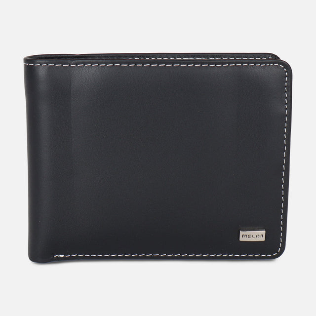 MEN BI-FOLD LEATHER WALLET WITH COIN POCKET