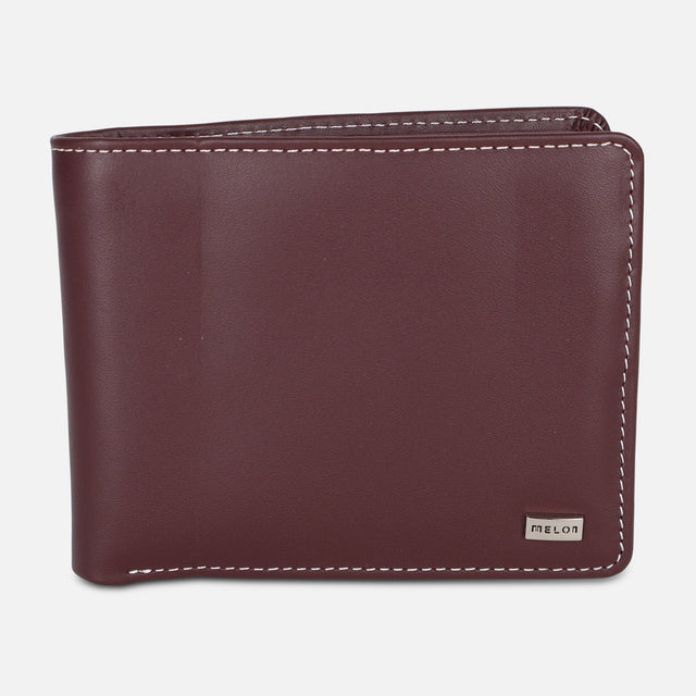 MEN BI-FOLD LEATHER WALLET WITH COIN POCKET