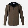 MEN HOODED LONG SLEEVE SHIRT WITH COLLAR