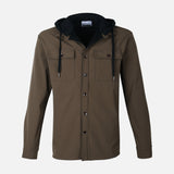 MEN HOODED LONG SLEEVE SHIRT WITH COLLAR