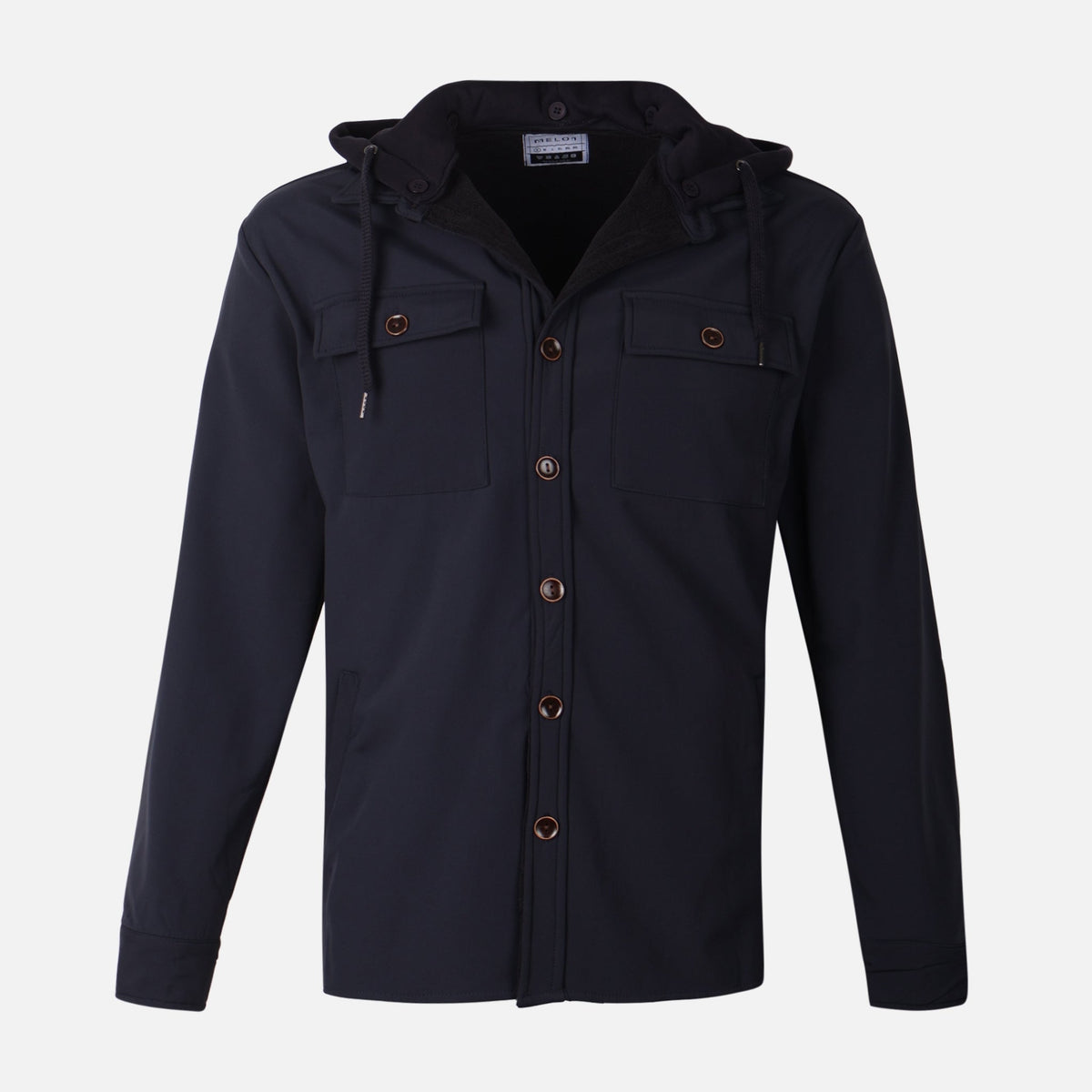 MEN HOODED LONG SLEEVE SHIRT WITH COLLAR