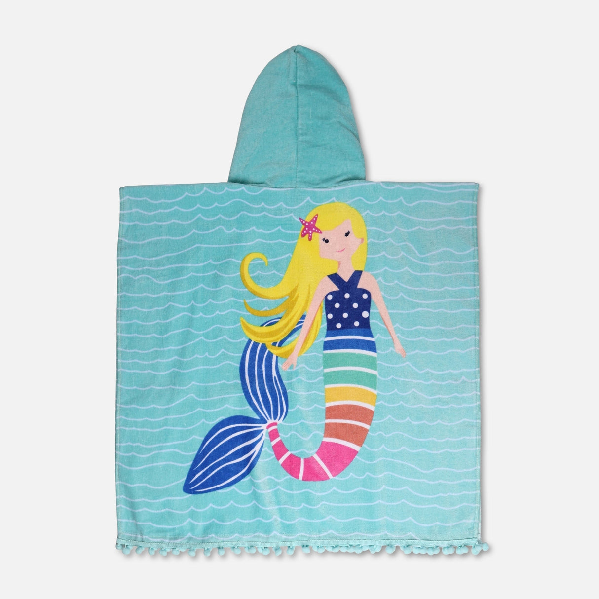 Printed Poncho Towel With Border Ball