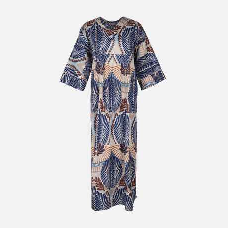 Ladies Printed Maxi Gown Short Sleeve
