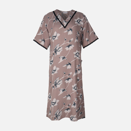 Women Alpine Pocket Midi Gown Short Sleeve Dress