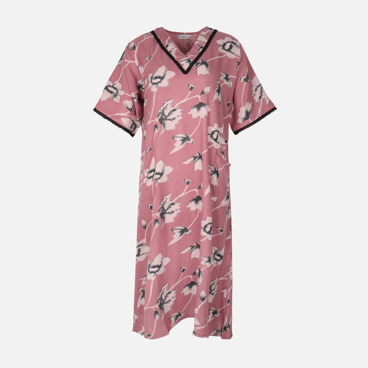Women Alpine Pocket Midi Gown Short Sleeve Dress
